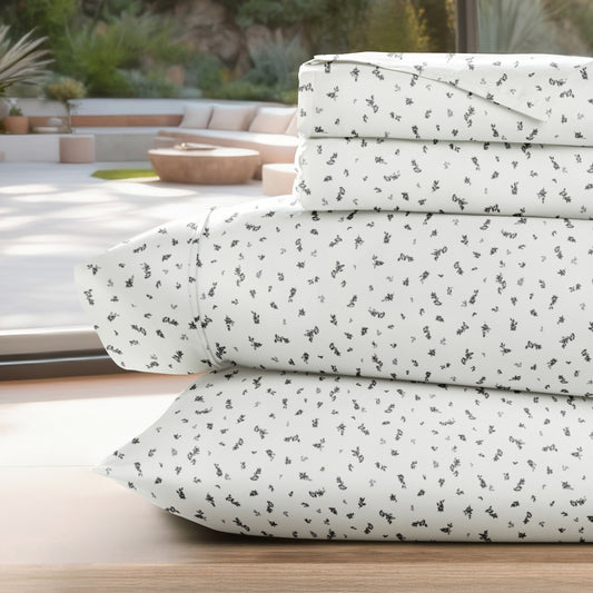 Spotted Leaves Pattern 4-Piece Sheet Set