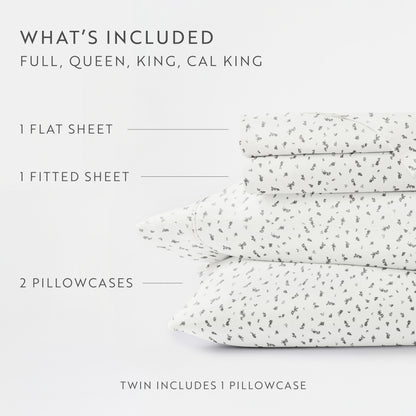 Spotted Leaves Pattern 4-Piece Sheet Set