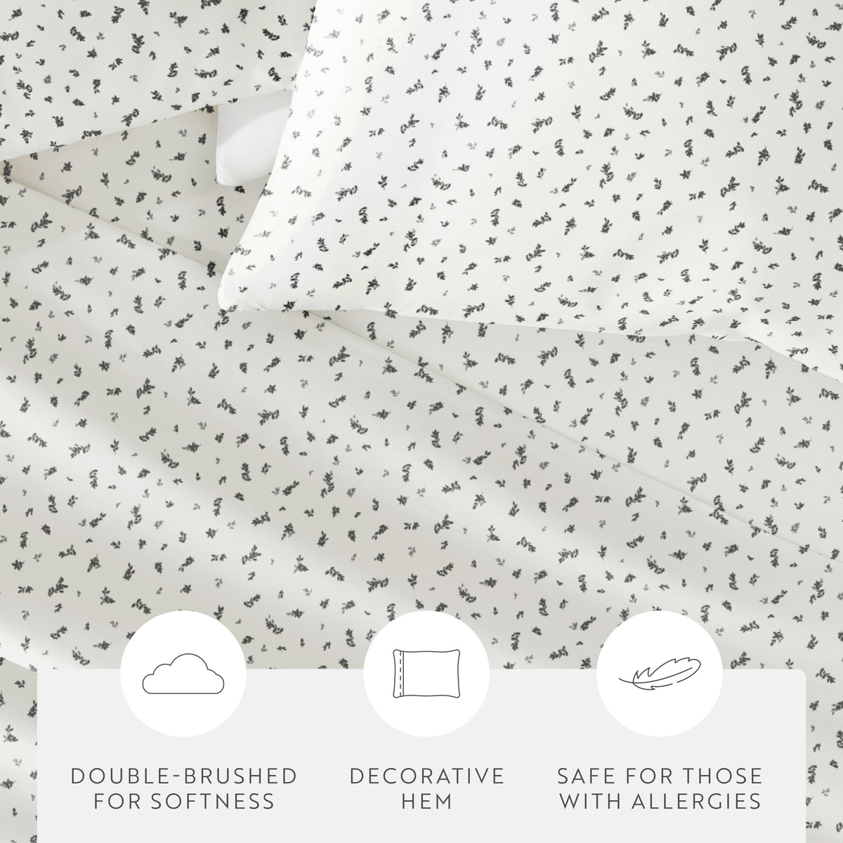 Spotted Leaves Pattern 4-Piece Sheet Set