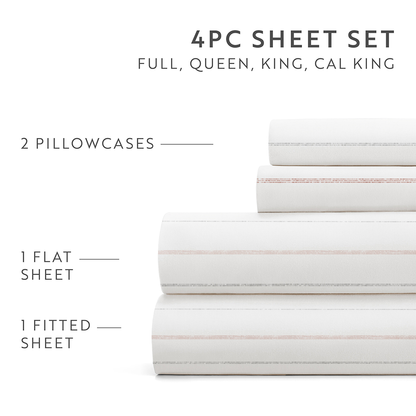 Soft Stitch Stripe 4-Piece Pattern Sheet Set (Sale) - Linens And Hutch