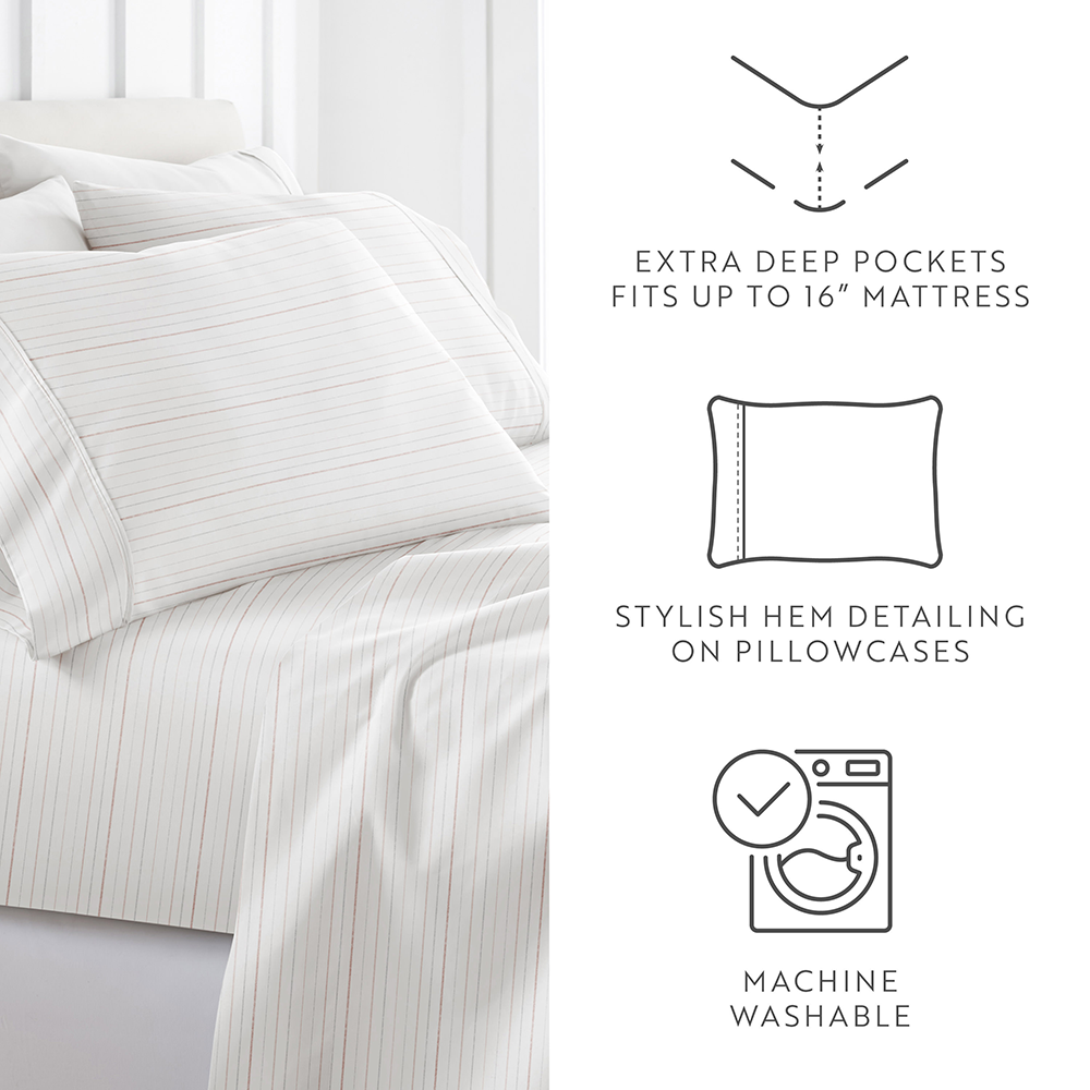 Soft Stitch Stripe 4-Piece Pattern Sheet Set (Sale) - Linens And Hutch