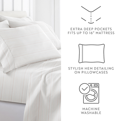 Soft Stitch Stripe 4-Piece Pattern Sheet Set (Sale) - Linens And Hutch