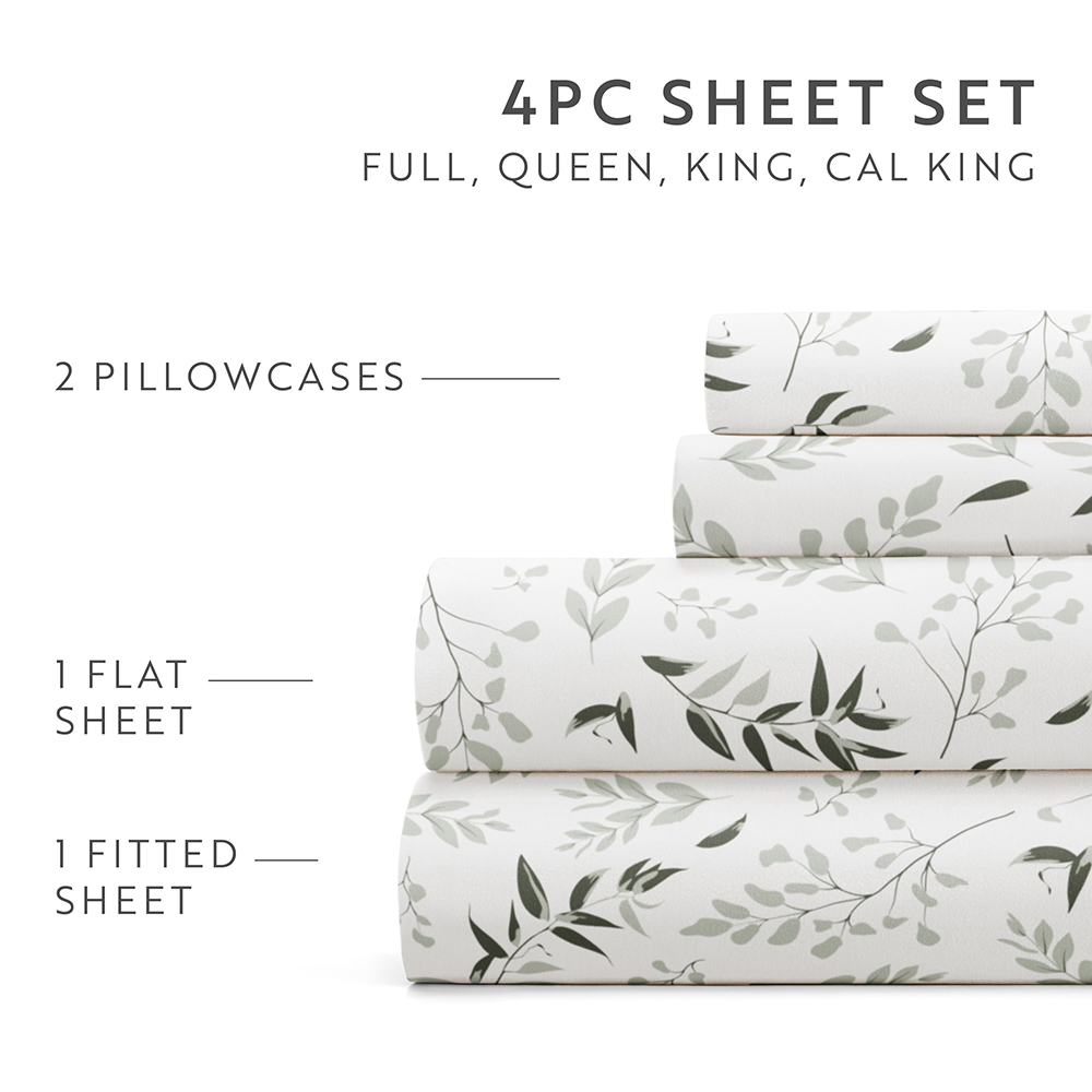 Tossed Foliage 4-Piece Pattern Sheet Set - Sale - Linens And Hutch