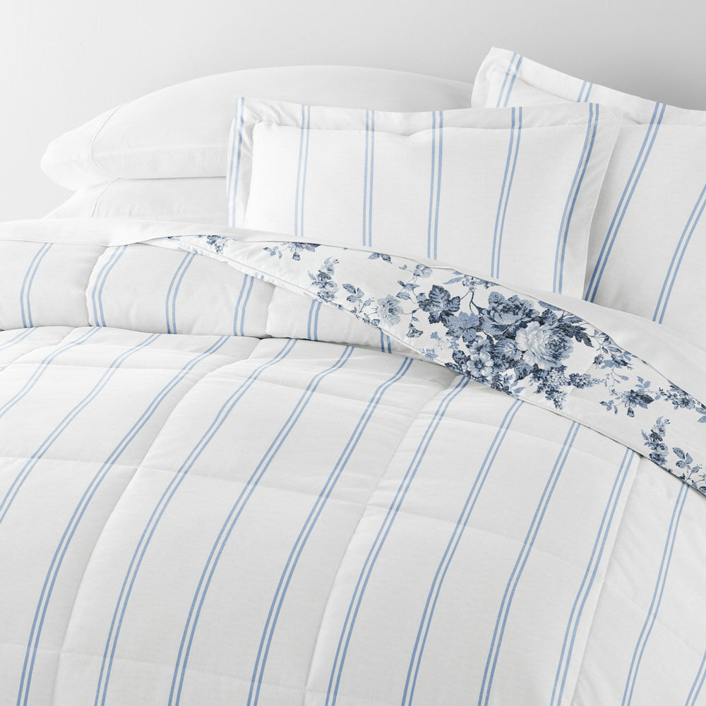 Cabbage Rose Reversible Down-Alternative Comforter Set (Sale) - Linens And Hutch