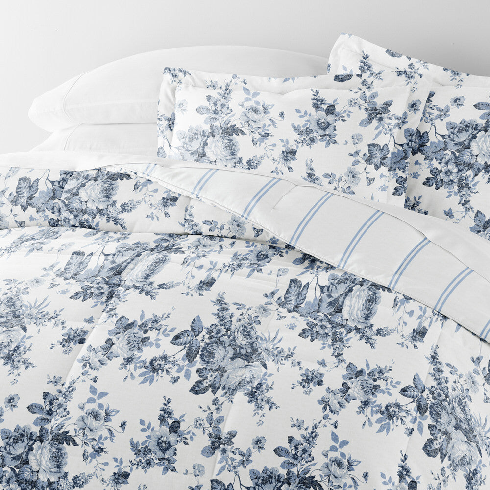 Cabbage Rose Reversible Down-Alternative Comforter Set (Sale) - Linens And Hutch