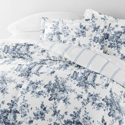 Cabbage Rose Reversible Down-Alternative Comforter Set (Sale) - Linens And Hutch
