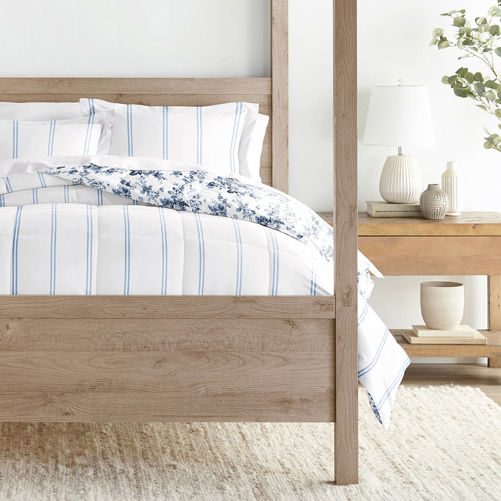 Cabbage Rose Reversible Down-Alternative Comforter Set (Sale) - Linens And Hutch