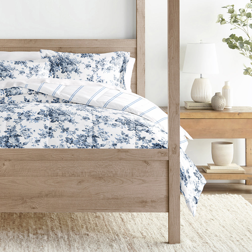 Cabbage Rose Reversible Down-Alternative Comforter Set (Sale) - Linens And Hutch