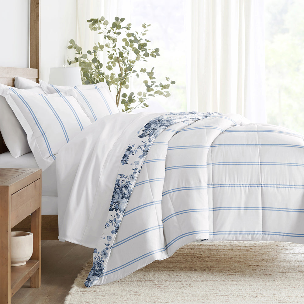 Cabbage Rose Reversible Down-Alternative Comforter Set (Sale) - Linens And Hutch