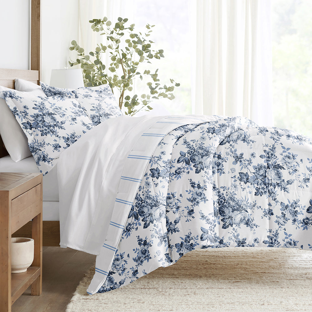 Cabbage Rose Reversible Down-Alternative Comforter Set (Sale) - Linens And Hutch