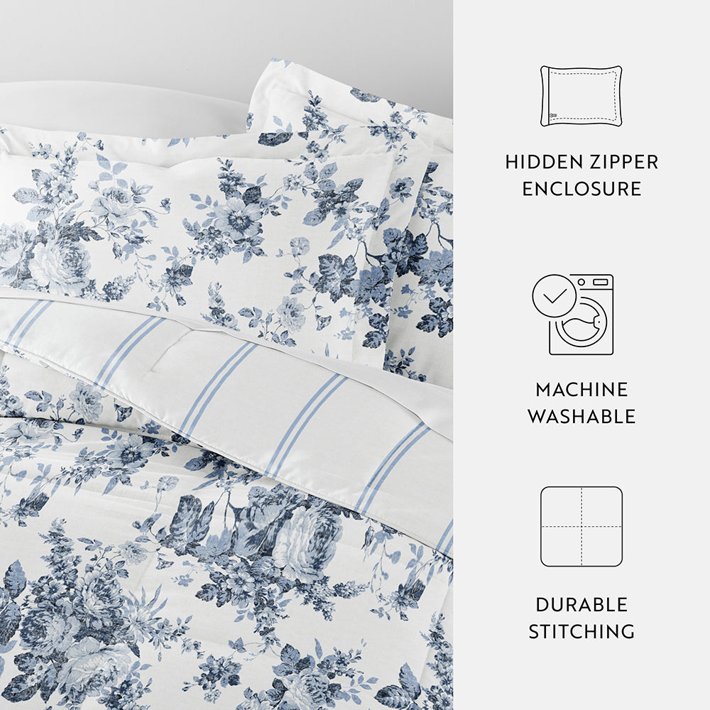 Cabbage Rose Reversible Down-Alternative Comforter Set (Sale) - Linens And Hutch