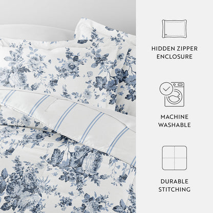 Cabbage Rose Reversible Down-Alternative Comforter Set (Sale) - Linens And Hutch