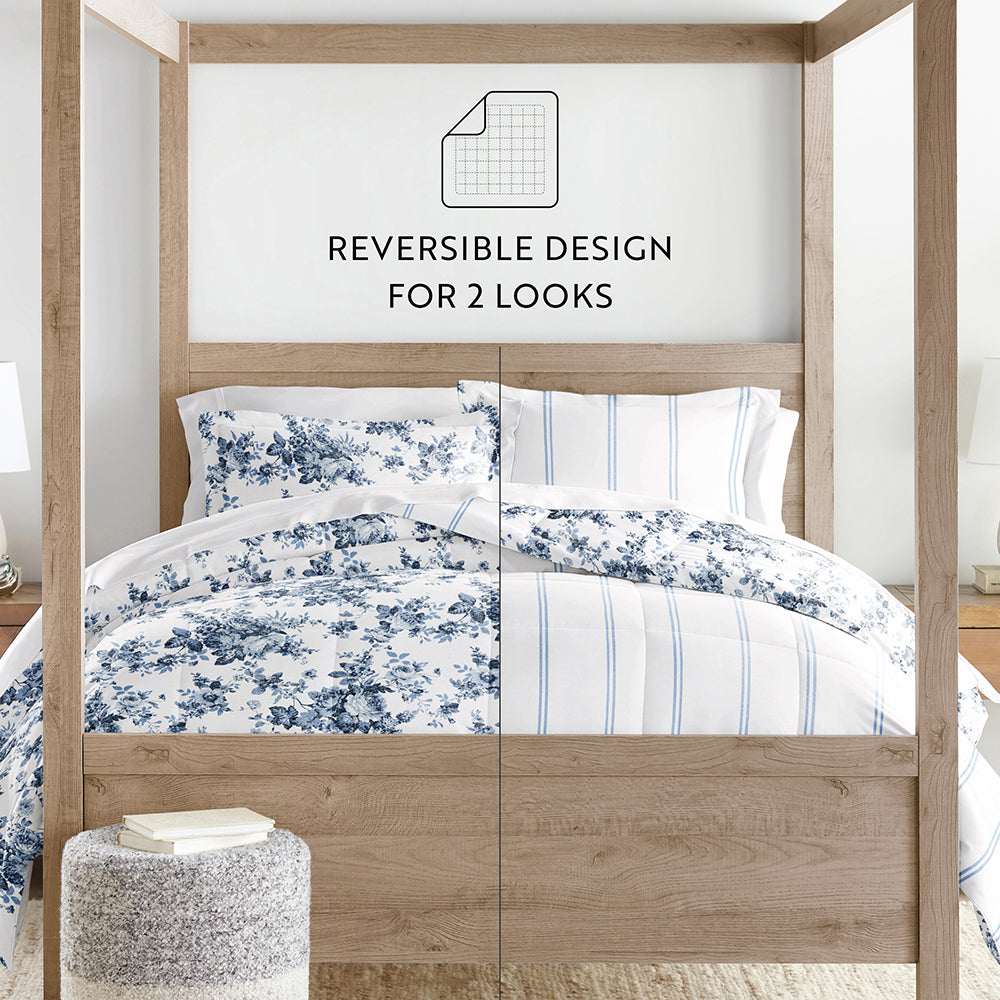 Cabbage Rose Reversible Down-Alternative Comforter Set (Sale) - Linens And Hutch