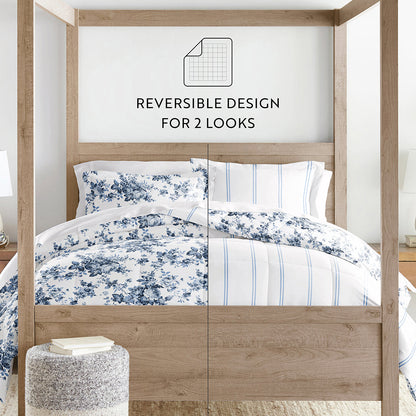 Cabbage Rose Reversible Down-Alternative Comforter Set (Sale) - Linens And Hutch