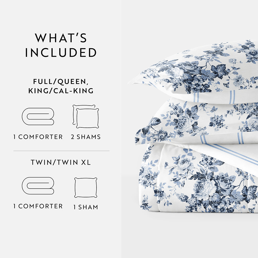 Cabbage Rose Reversible Down-Alternative Comforter Set (Sale) - Linens And Hutch