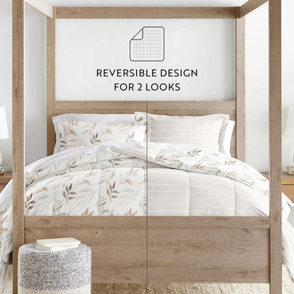 Foliage Stripe Reversible Down-Alternative Comforter Set (Sale) - Linens And Hutch