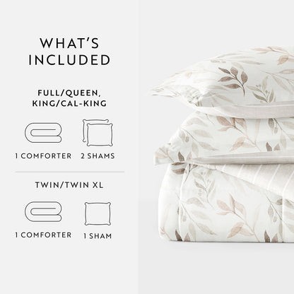 Foliage Stripe Reversible Down-Alternative Comforter Set (Sale) - Linens And Hutch