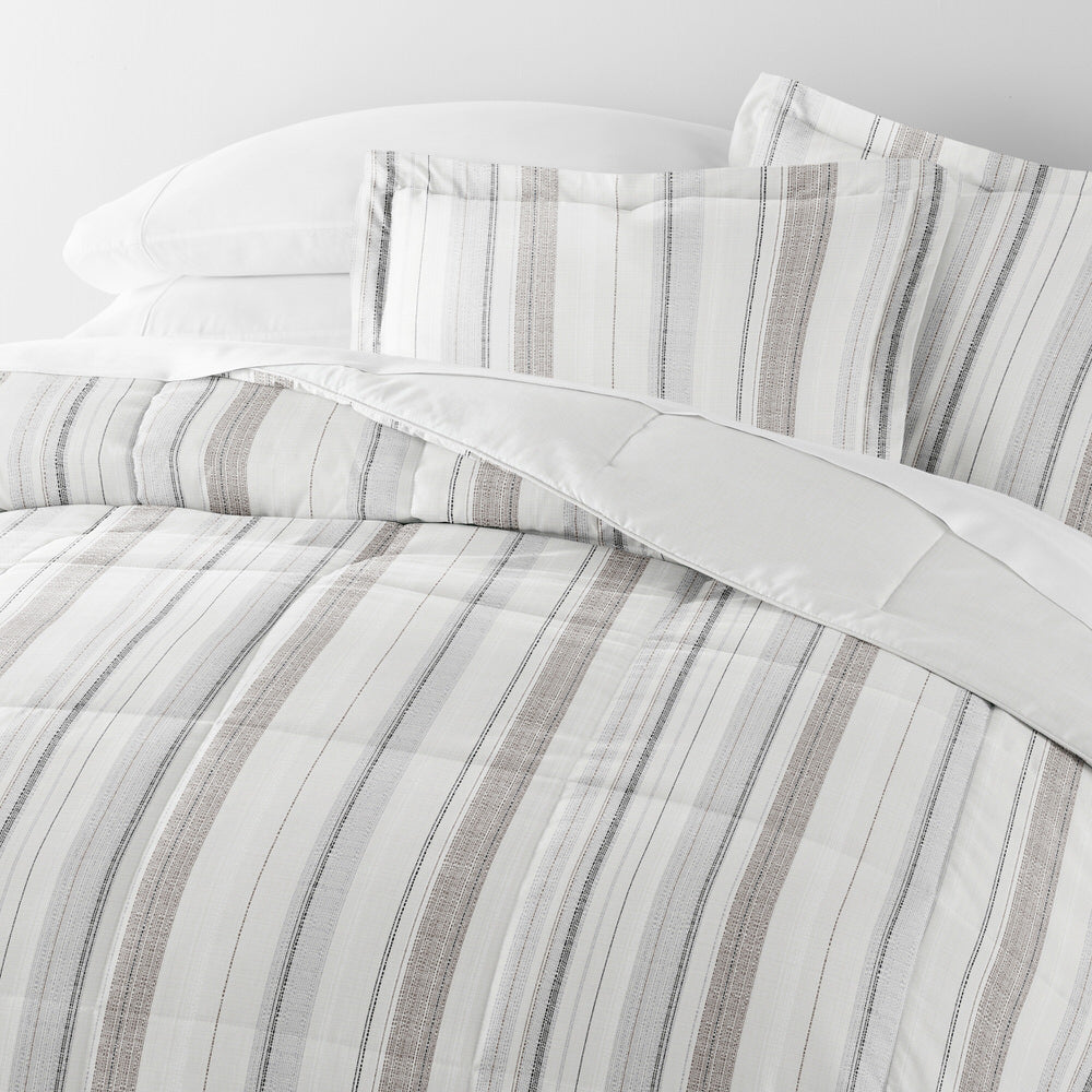Vertical Stripe Reversible Down-Alternative Comforter Set (Sale) - Linens And Hutch