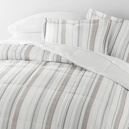 Vertical Stripe Reversible Down-Alternative Comforter Set (Sale) - Linens And Hutch