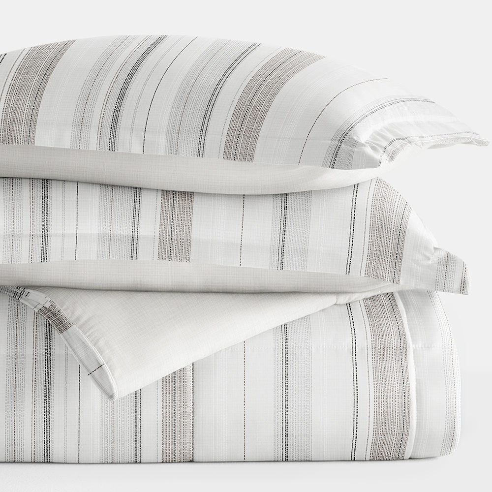 Vertical Stripe Reversible Down-Alternative Comforter Set (Sale) - Linens And Hutch