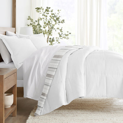 Vertical Stripe Reversible Down-Alternative Comforter Set (Sale) - Linens And Hutch