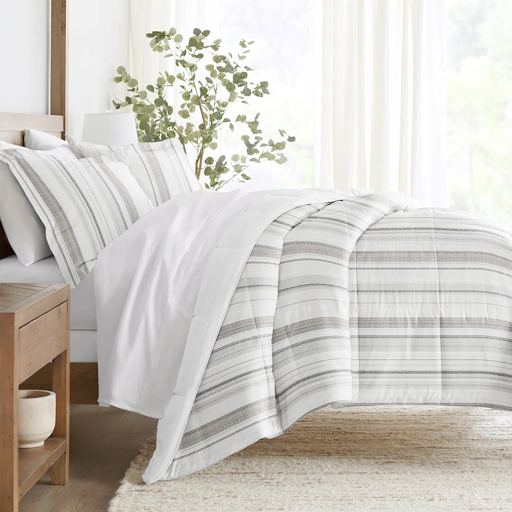 Vertical Stripe Reversible Down-Alternative Comforter Set (Sale) - Linens And Hutch