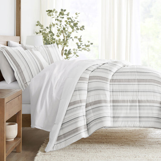 Vertical Stripe Reversible Down-Alternative Comforter Set (Sale) - Linens And Hutch
