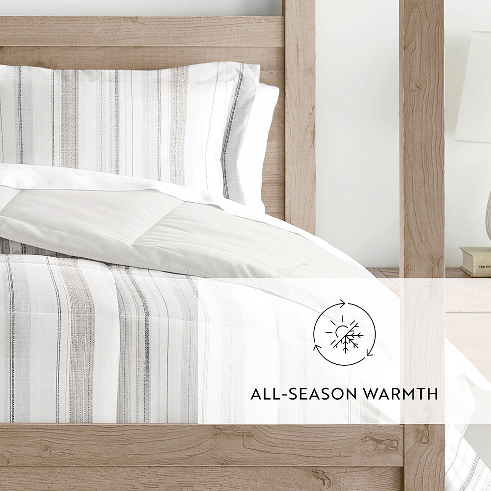Vertical Stripe Reversible Down-Alternative Comforter Set (Sale) - Linens And Hutch