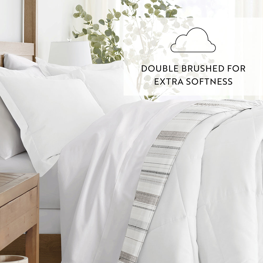Vertical Stripe Reversible Down-Alternative Comforter Set (Sale) - Linens And Hutch