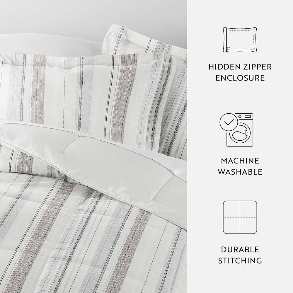 Vertical Stripe Reversible Down-Alternative Comforter Set (Sale) - Linens And Hutch