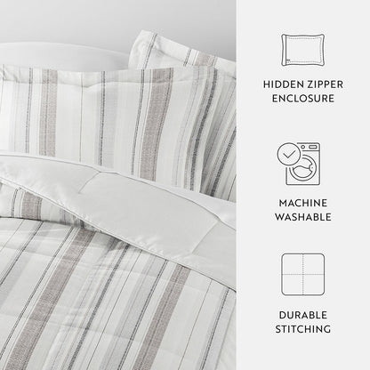 Vertical Stripe Reversible Down-Alternative Comforter Set (Sale) - Linens And Hutch