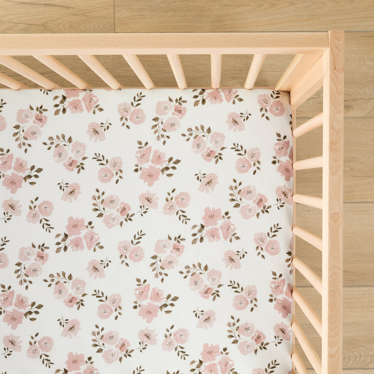 1 Organic Cotton Percale Baby Bloom Pattern Fitted Crib Sheet