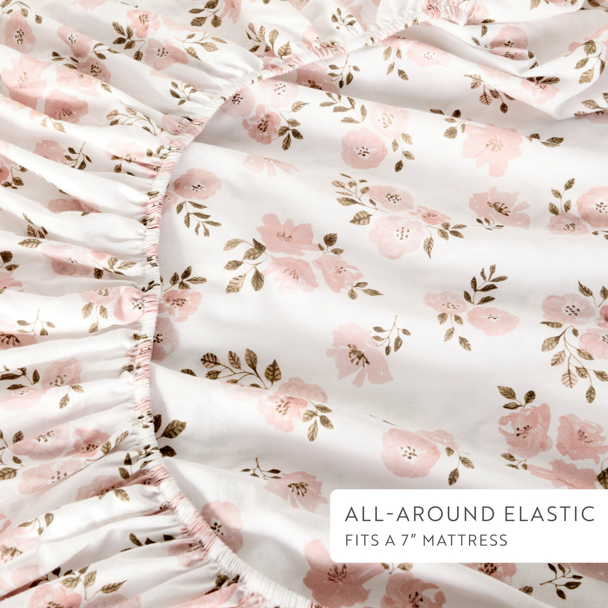 1 Organic Cotton Percale Baby Bloom Pattern Fitted Crib Sheet
