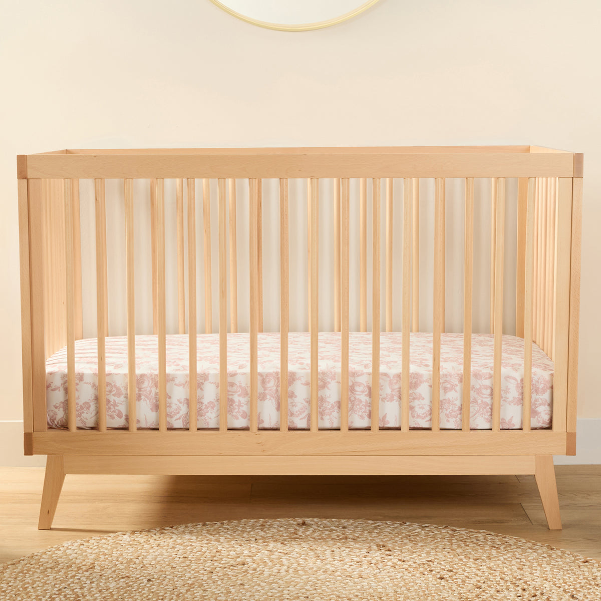 1 Organic Cotton Percale Baby Cabbage Rose Whisper Fitted Crib Sheet