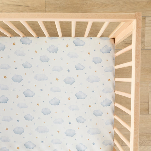 1 Organic Cotton Percale Baby Cuddle Clouds Fitted Crib Sheet