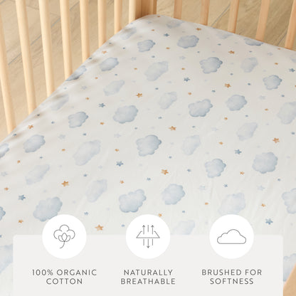 1 Organic Cotton Percale Baby Cuddle Clouds Fitted Crib Sheet