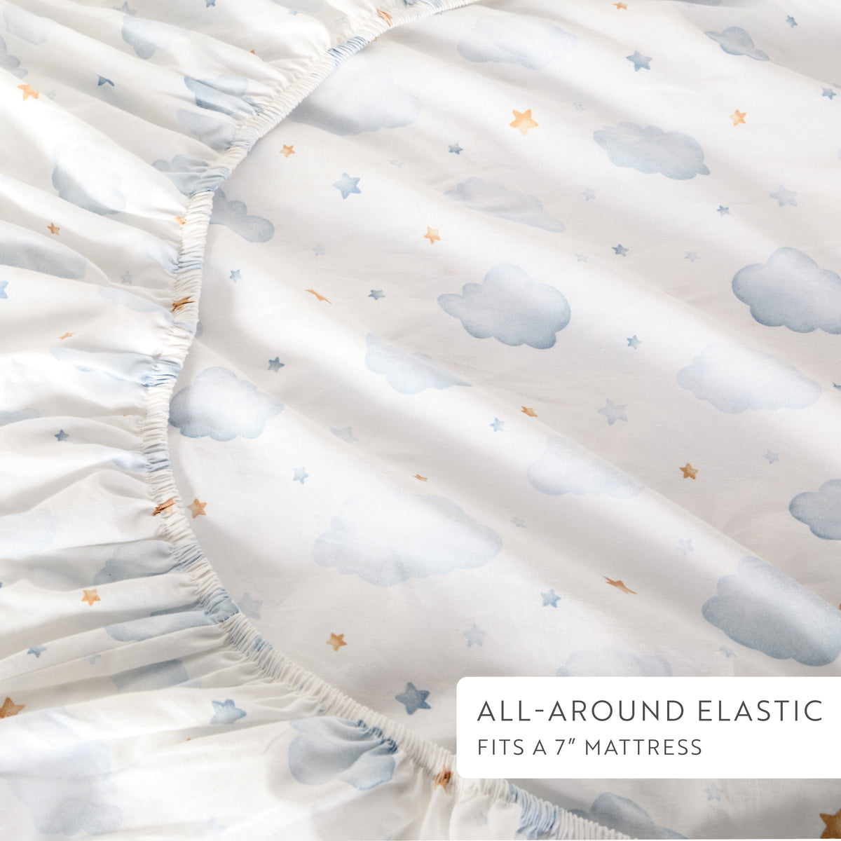 1 Organic Cotton Percale Baby Cuddle Clouds Fitted Crib Sheet