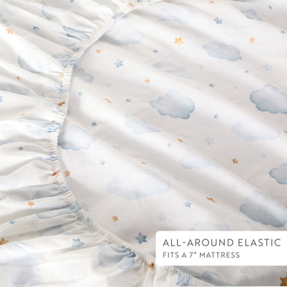 1 Organic Cotton Percale Baby Cuddle Clouds Fitted Crib Sheet