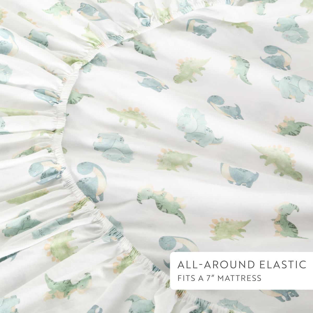 1 Organic Cotton Percale Baby Dino Dreams Fitted Crib Sheet
