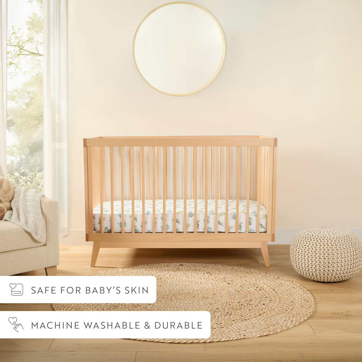 1 Organic Cotton Percale Baby Dino Dreams Fitted Crib Sheet