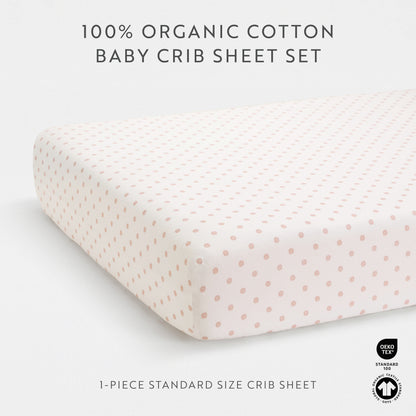 1 Organic Cotton Percale Dream Dot Fitted Crib Sheet