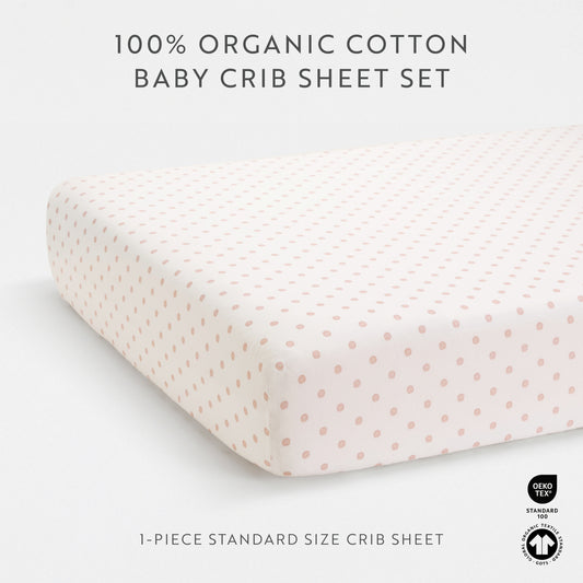 1 Organic Cotton Percale Dream Dot Fitted Crib Sheet