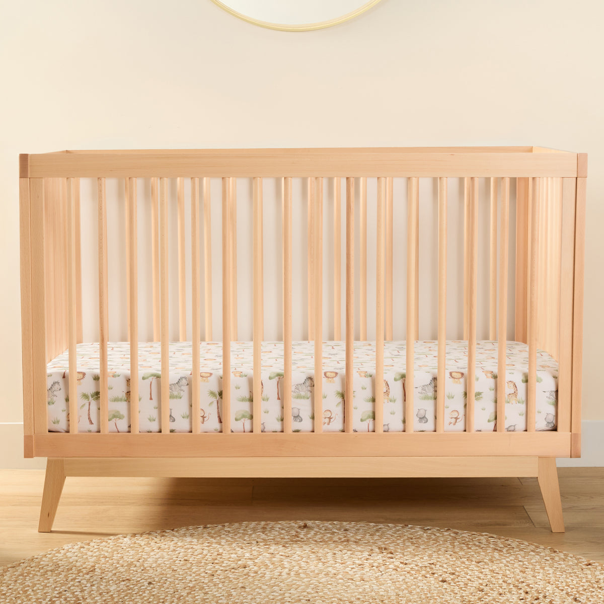 1 Organic Cotton Percale Jungle Kingdom Fitted Crib Sheet