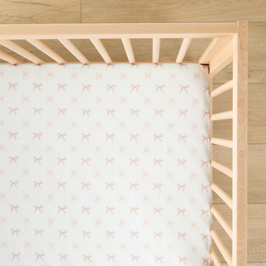 1 Organic Cotton Percale Lullaby Bows Fitted Crib Sheet