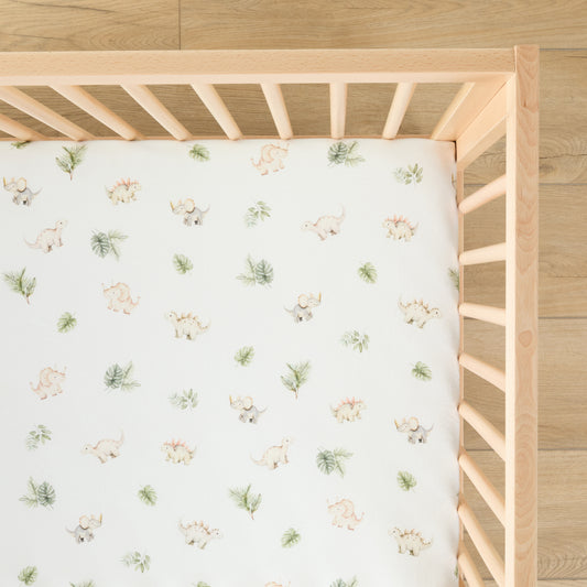 1 Organic Cotton Percale Snuggle Saurus Fitted Crib Sheet