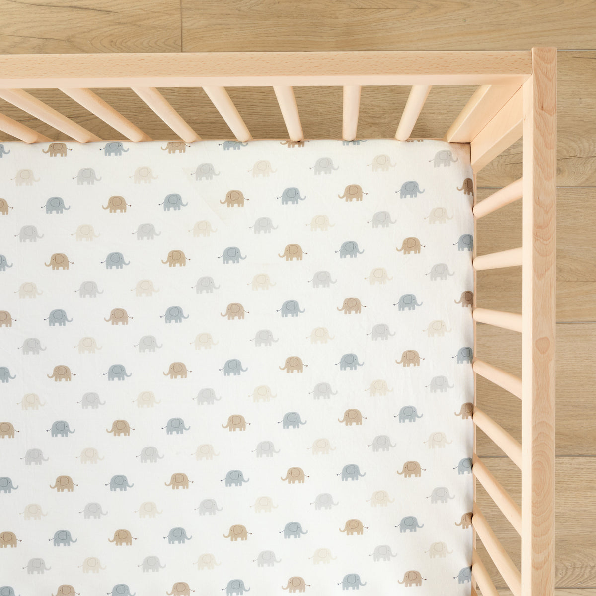 1 Organic Cotton Percale Tiny Tusks & Tails Fitted Crib Sheet