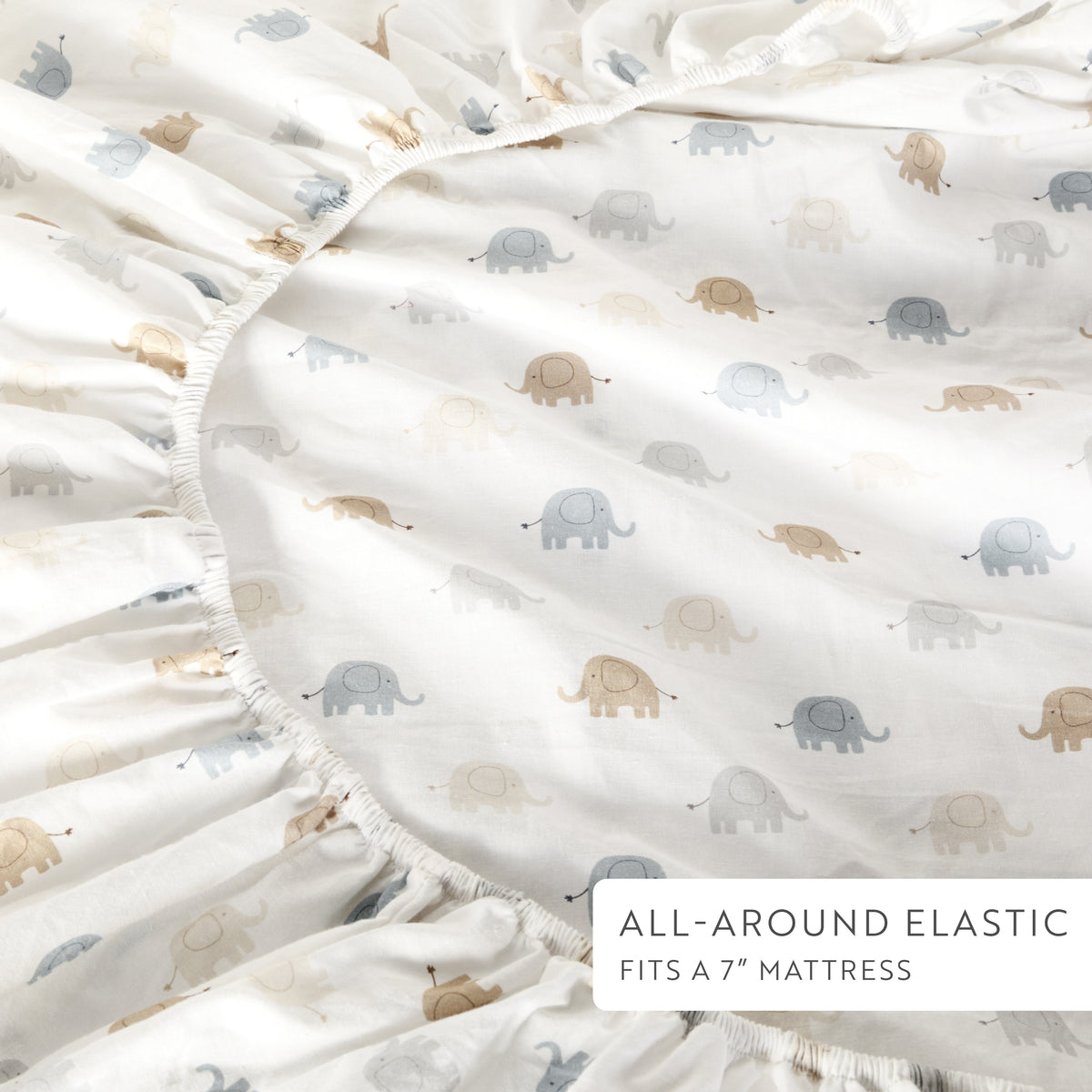 1 Organic Cotton Percale Tiny Tusks & Tails Fitted Crib Sheet