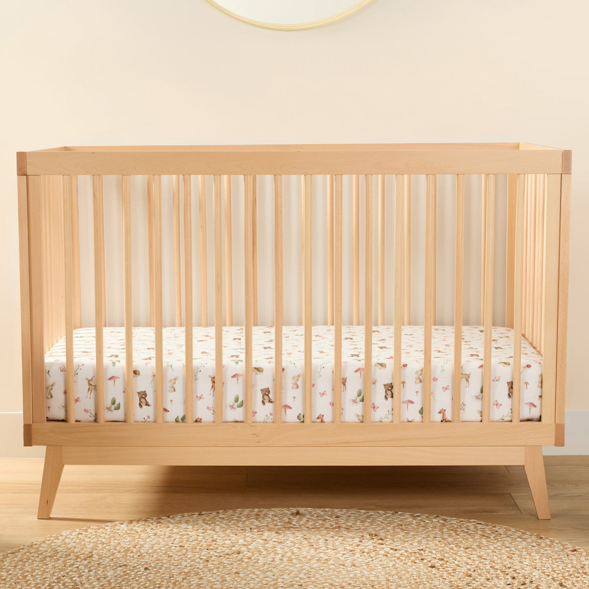 1 Organic Cotton Percale Whimsical Woods & Tails Fitted Crib Sheet