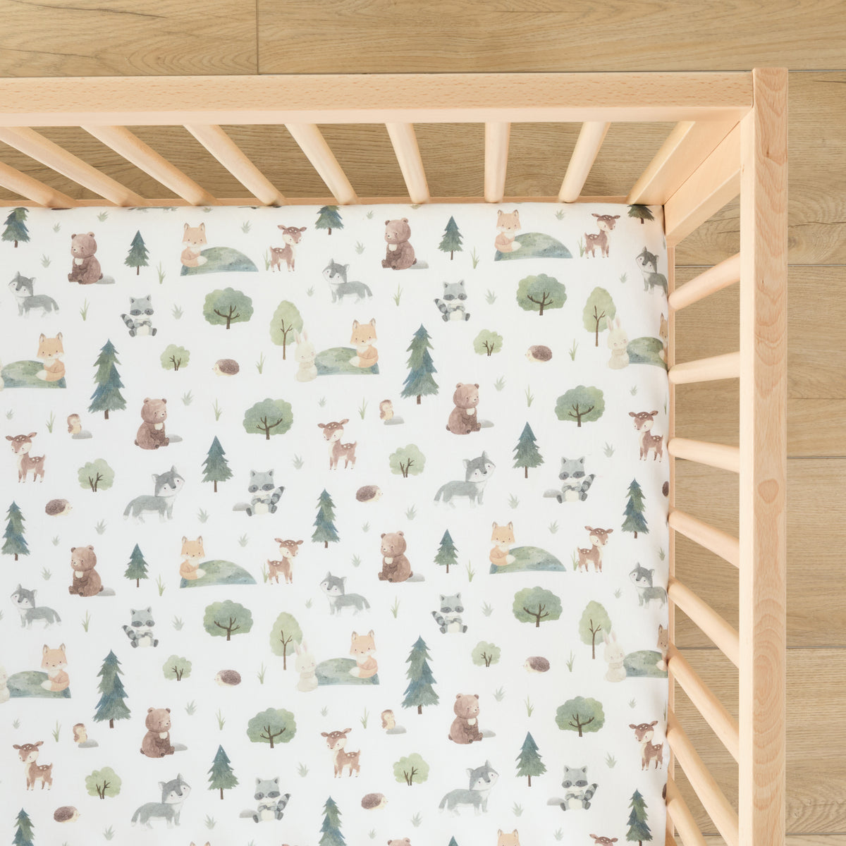 1 Organic Cotton Percale Woodland Whispers Fitted Crib Sheet
