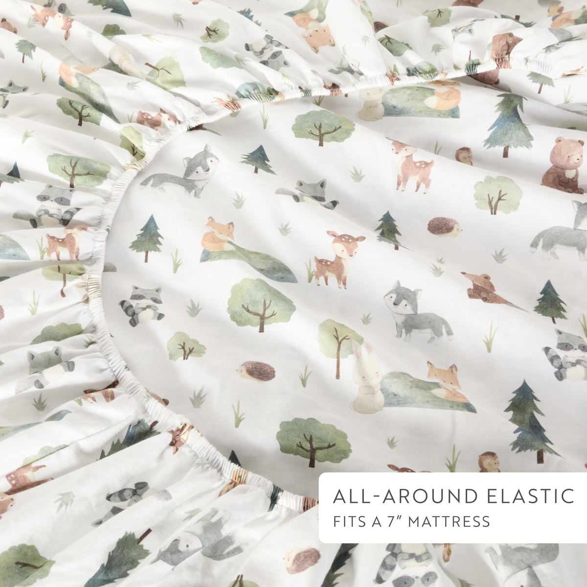 1 Organic Cotton Percale Woodland Whispers Fitted Crib Sheet